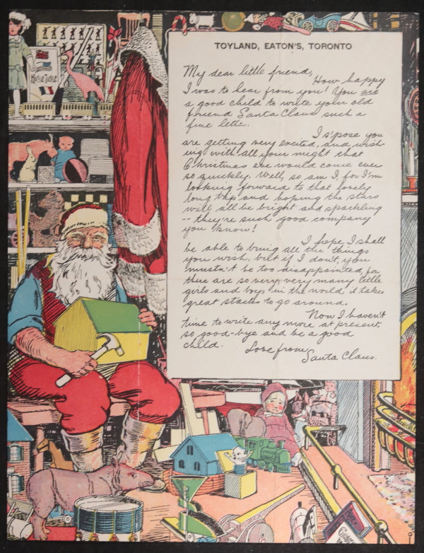 Canada Toronto vintage Eaton’s letter from Toyland Santa