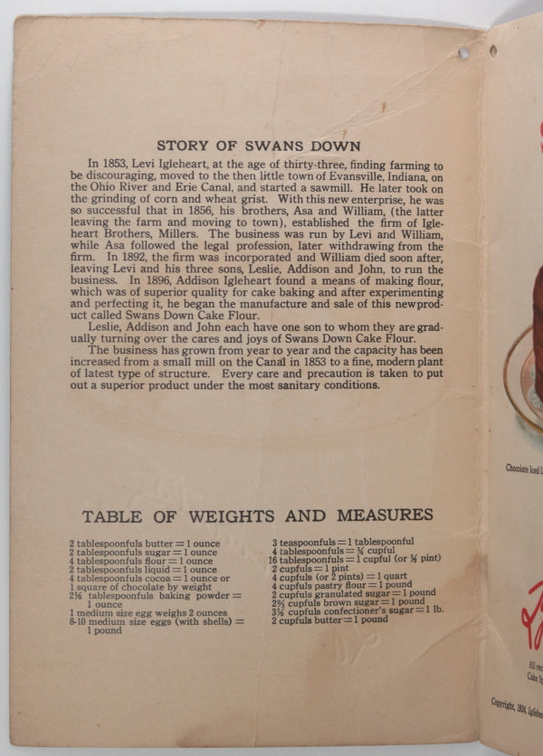 1924 USA pamphlet 'Cake Secrets’ from Igleheart’s 