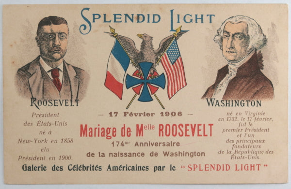 1906 French postcard marriage of Roosevelt's daughter Alice