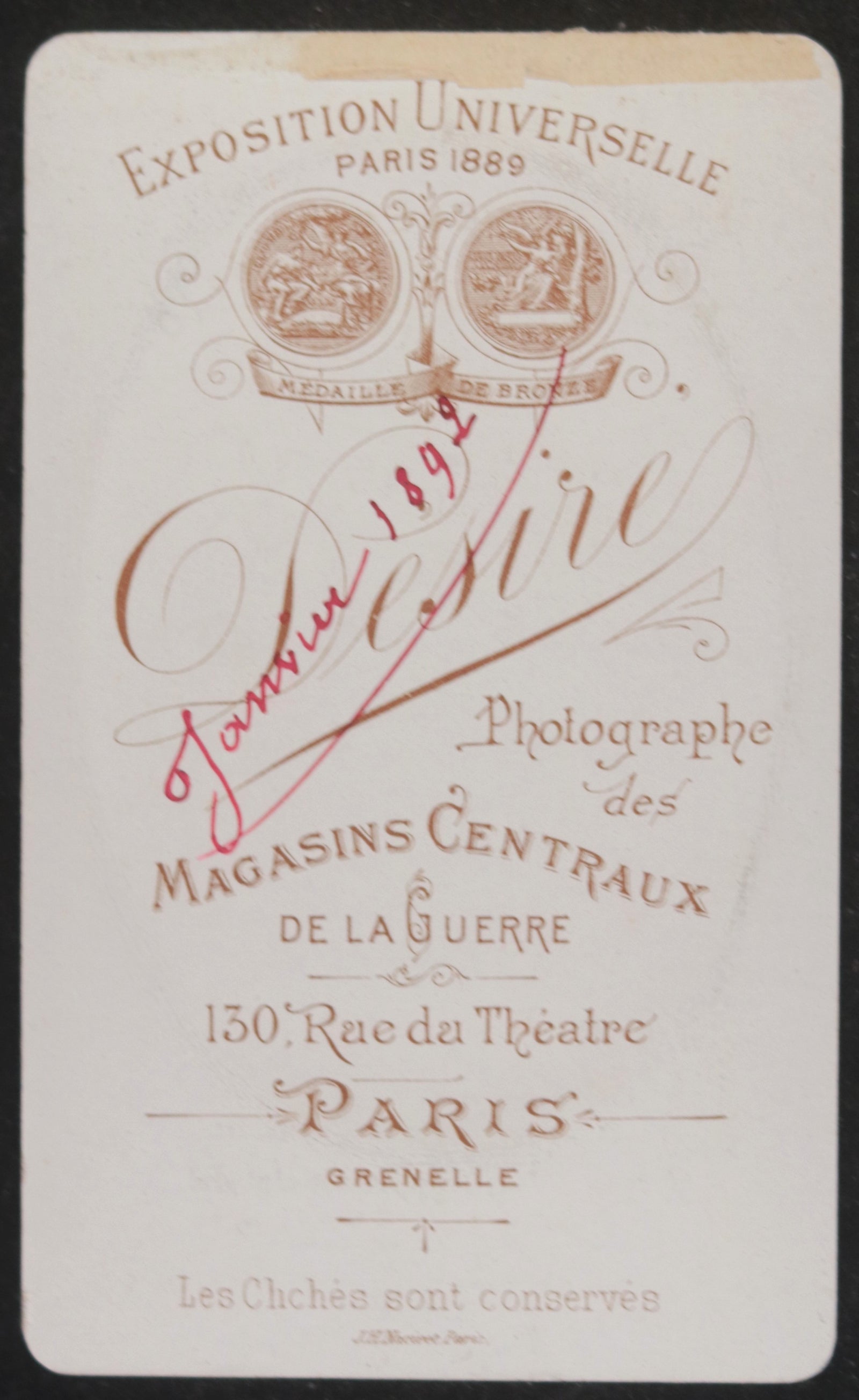 1892 France CDV photo young lady