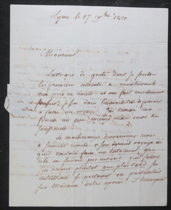 1810/11 France Lyon deux lettres General Poncet (Empire)