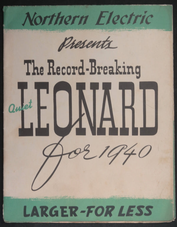 1940 Canada large advertising poste4r for Leonard refrigerators