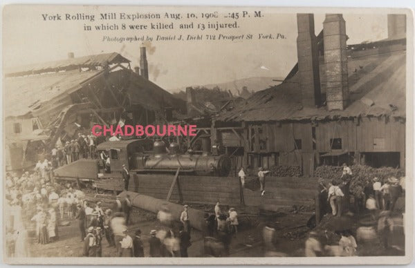 1908 USA RPPC photo postcard mill explosion York PA