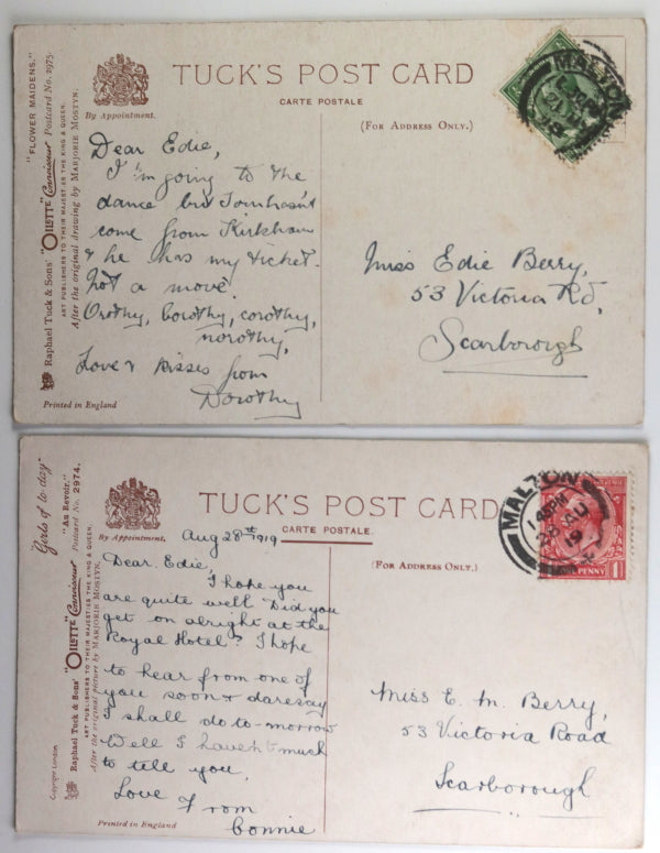 Late 1910s UK lot 4 Raphael Tuck postcards Oilette women’s fashion