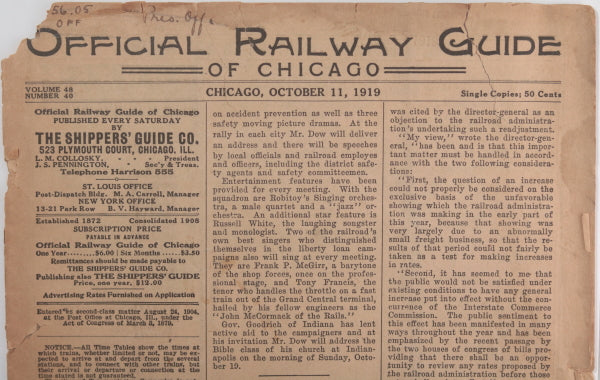1919 USA Official Railway Guide of Chicago