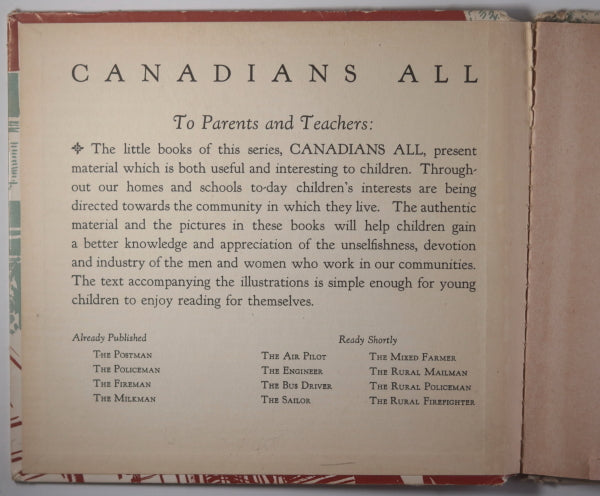 1950 Canada hardcover children's book ‘Milkman’ by Marian James