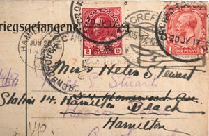 1917 WW1 Canadian POW postcard: Crefeld Camp Germany – UK – Canada