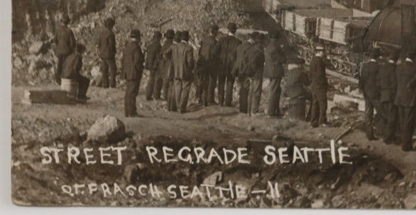 1908 USA photo postcards rail regrade, 4th Ave. Seattle WA