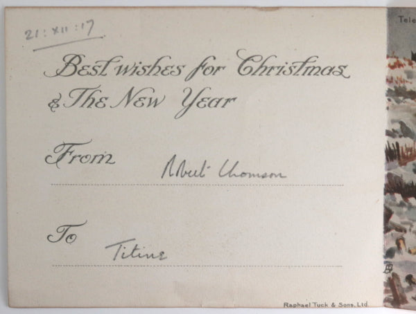 1917 WW1 UK Xmas card from 14th Light Division