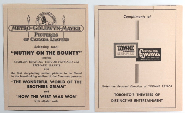 1962 Canada Toronto Variety Club advertising clippings - entertainment