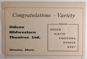 1962 Canada Toronto Variety Club advertising clippings - entertainment