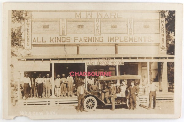 1914 USA Moscow AK postcard photo General Store, PO, African-American