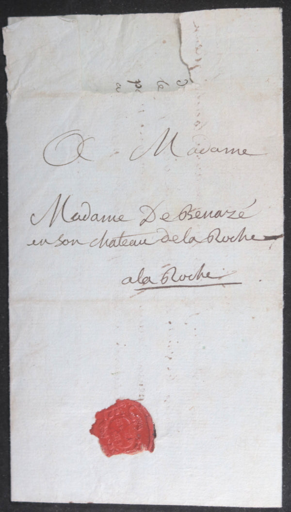 1789 France lettre à Madame de Bênazê (Bretagne), rêcoltes de blê