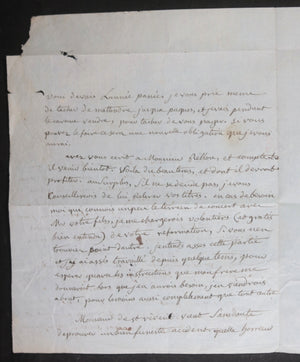 1789 France lettre à Madame de Bênazê (Bretagne), rêcoltes de blê