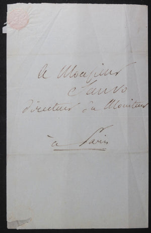 19e France lettre Claude Dupin à Sauvo, directeur du journal Moniteur