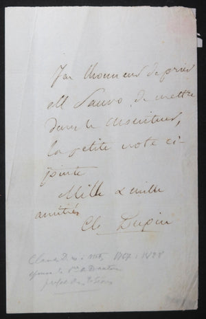 19e France lettre Claude Dupin à Sauvo, directeur du journal Moniteur