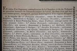 1834 France St. Jean-sur-Evre affichette Vente par Licitation