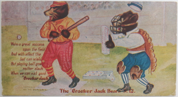 1908 USA The Cracker Jack Bears No. 12 Baseball postcard