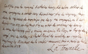1678 Paris demande d’admission aux Invalides pour soldat Garde du Roi Louis XIV