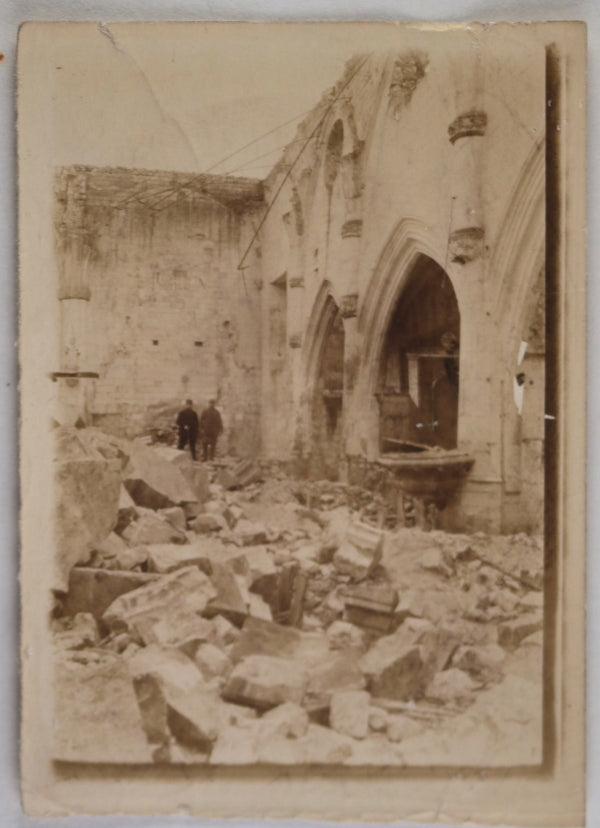 Guerre 14-18 France photo ruines interieur église Saint-Martin Huiron (Marne)