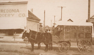 c 1910s USA Fredonia NY photo postcard with horse-drawn ice wagon