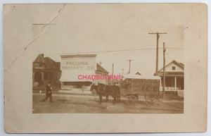 c 1910s USA Fredonia NY photo postcard with horse-drawn ice wagon