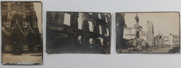 Guerre 14-18 France lot de 9 photos ruines bombardement Reims 1915-16