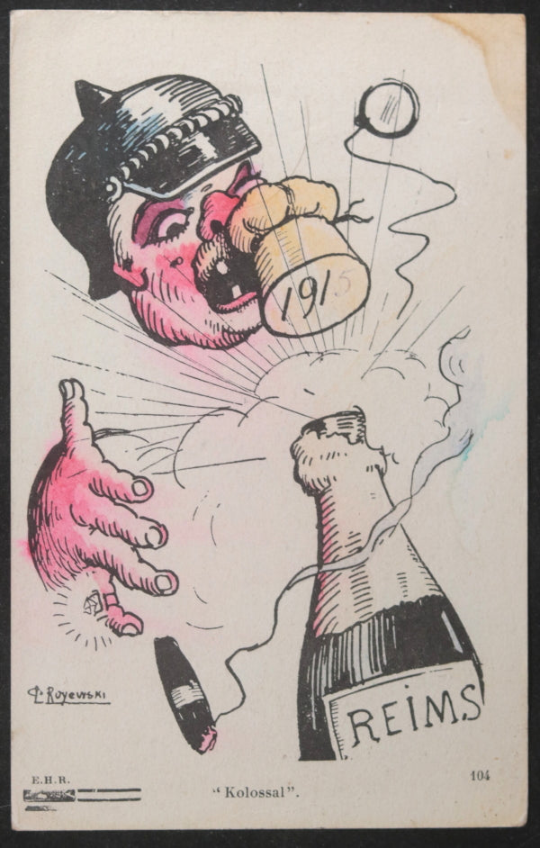 1915 Guerre 14-18 France carte postale patriotique bouchon Alllemand