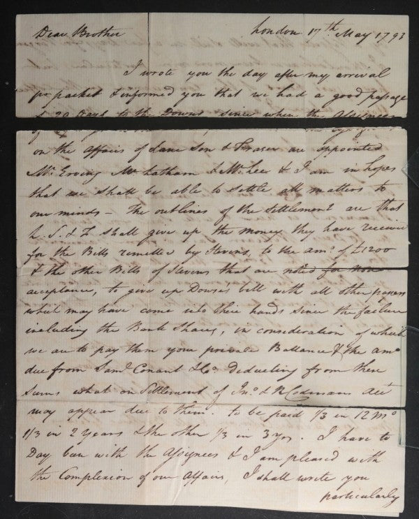 1793 letter London UK to Codman Brothers, Boston merchants