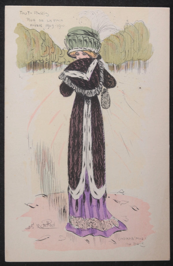 1910 France carte postale mode feminine Rue de la Paix Paris