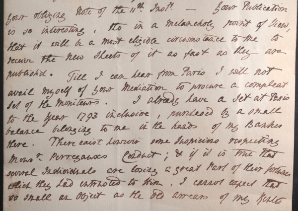 1794 UK letter Lord Auckland to French émigré royalist journalist Peltier