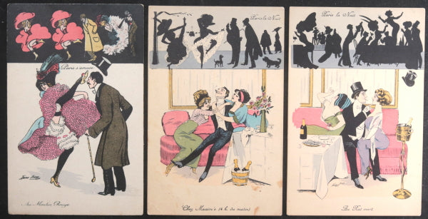 c.1910 France  cartes postales 'Paris la Nuit'