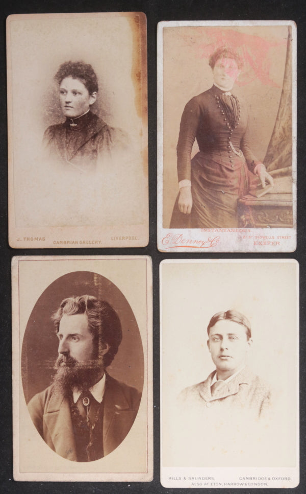 Late 1800s UK set of 4 CDV photos women, student, man