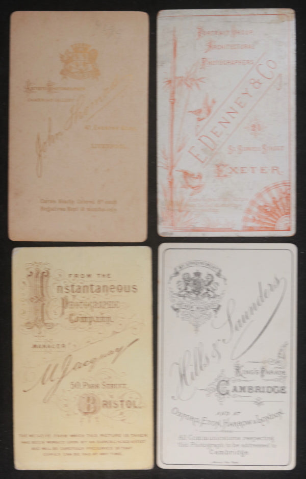 Late 1800s UK set of 4 CDV photos women, student, man