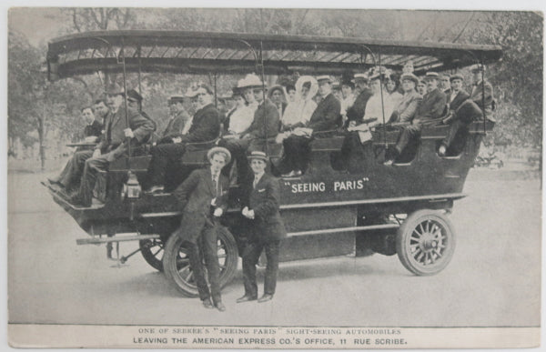 c. 1910 France Paris postcard sight-seeing automobile