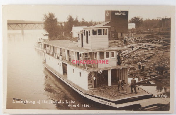 1930 Canada Alberta Peace River photo postcard HBC vessel Buffalo Lake