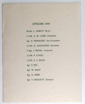 1941 WW2 Canada Toronto Annual Dinner Queen’s York Rangers