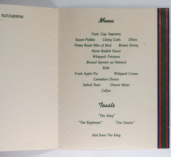 1941 WW2 Canada Toronto Annual Dinner Queen’s York Rangers
