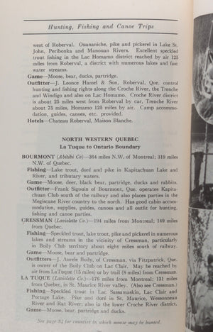 c. 1950 Canada CNR guide to Hunting, Fishing and Canoe Trip