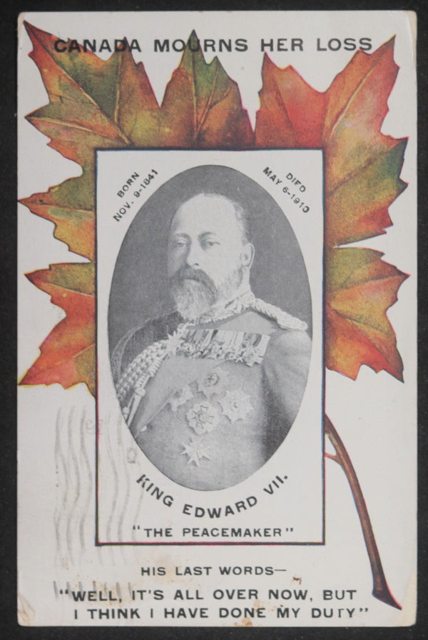 1910 Canada mourning postcard death of King Edward VII