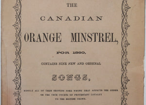 1860 Canada political pamphlet “The Canadian Orange Minstrel” McBride