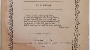 1860 Canada political pamphlet “The Canadian Orange Minstrel” McBride