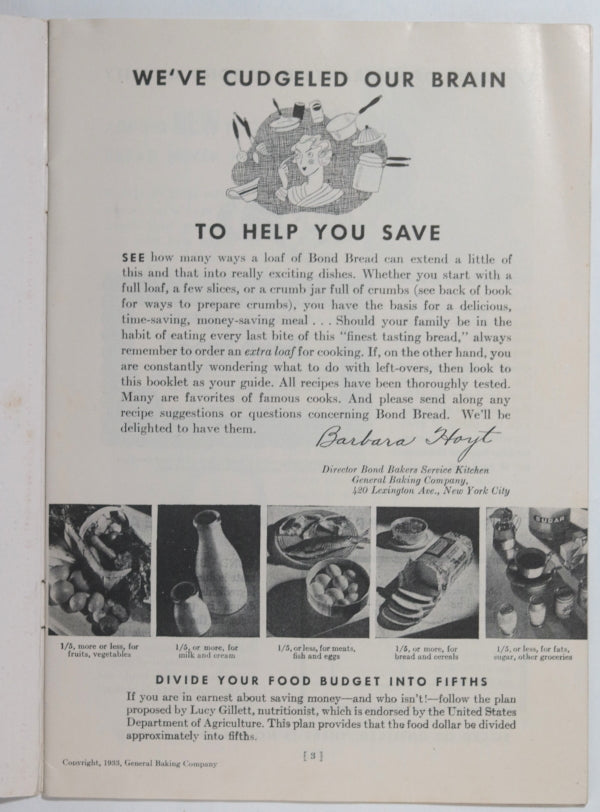 1933 & 1934 USA Bond Bread Cook Books