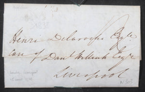 1838 UK letter London to Liverpool, inviting friend to stay in London
