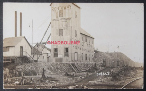 1908 Canada photo postcard Right of Way mine, Cobalt Ontario Silver Rush