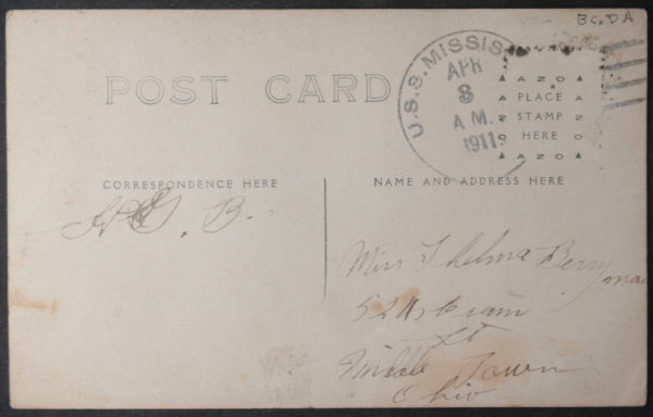 1911 US Guantanamo Bay Naval Station photo postcard baseball sailors 