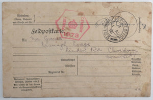 1916 German Fieldpostcard, found and sent home by UK soldier 