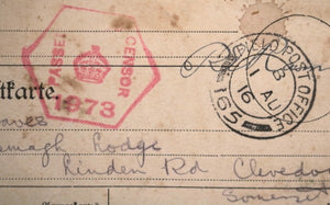 1916 German Fieldpostcard, found and sent home by UK soldier 