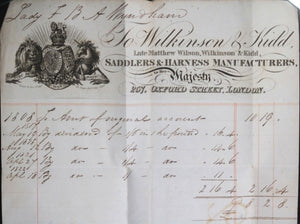 1831 UK London letterhead Wilkinson & Kidd Saddlers, Lady Wyndham