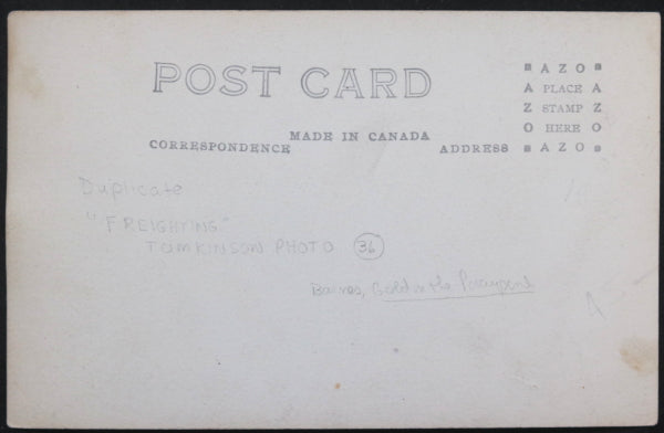 1911 Canada photo postcard winter supplies for Porcupine mining camp